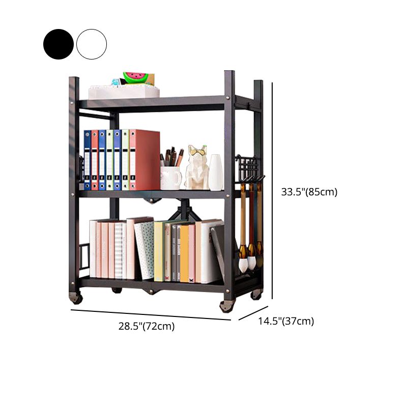 Foldable Bookcase Open Back Bookshelf with Casters for Study Room Office