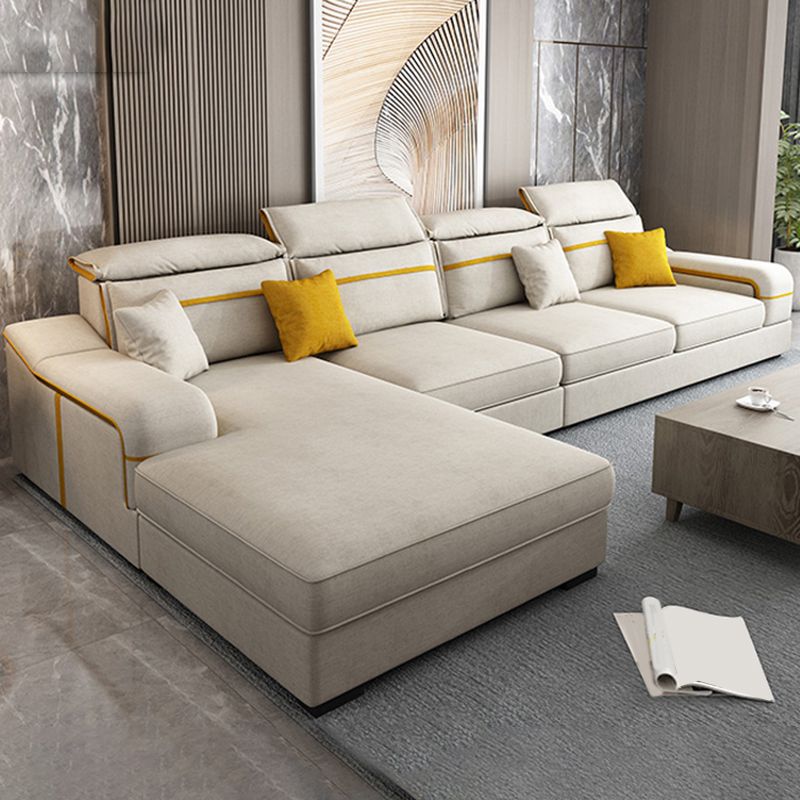 Scandinavian Removable Cushions Sloped Arms Sectionals for Living Room