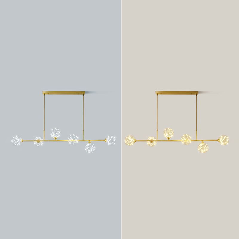 Modern Style Dining Chandelier Light Round Glass Shade Hanging Light for Dining Room