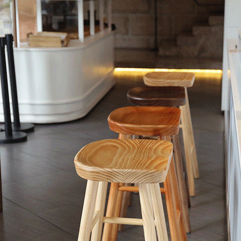 Solid Wood Bar Stool Modern Backless Counter Stool for Dining Room