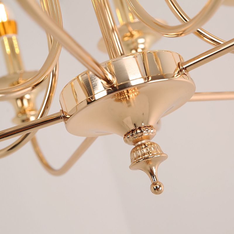 Candle Metal Chandelier Lighting Classic 10 Lights Dining Room Pendant Lighting in Gold