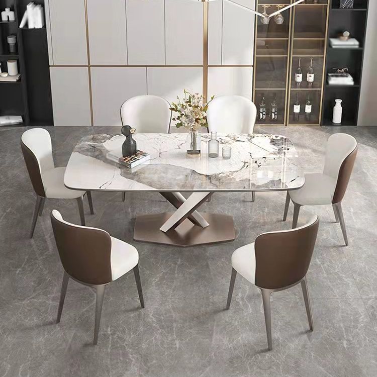 Nordic Sintered Stone Top Dining Set Rectangle 1/2/4/5/7 Pieces Dining Table with Chairs
