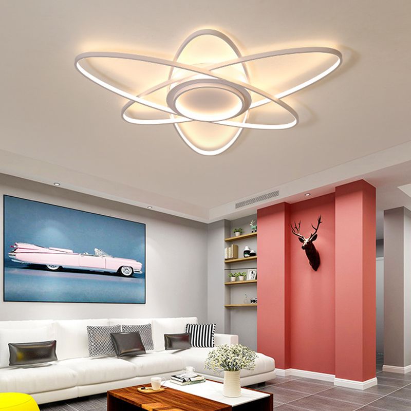 Contemporary Linear Flush Light Metal 4 Light Flush Mount Ceiling Fixture