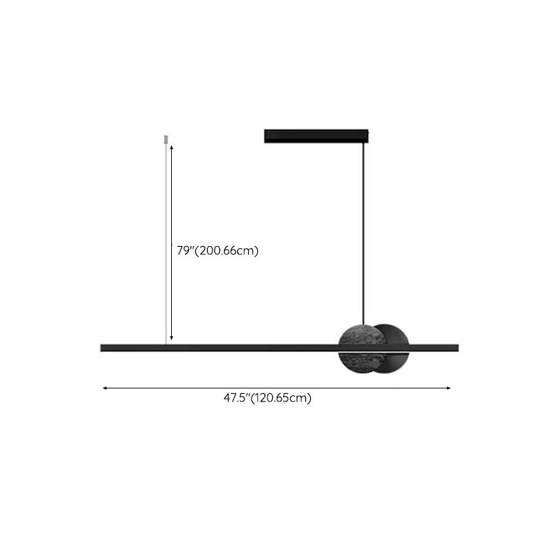 Linear Shape Hanging Island Lights Modern Chandelier Light Fixture in Black