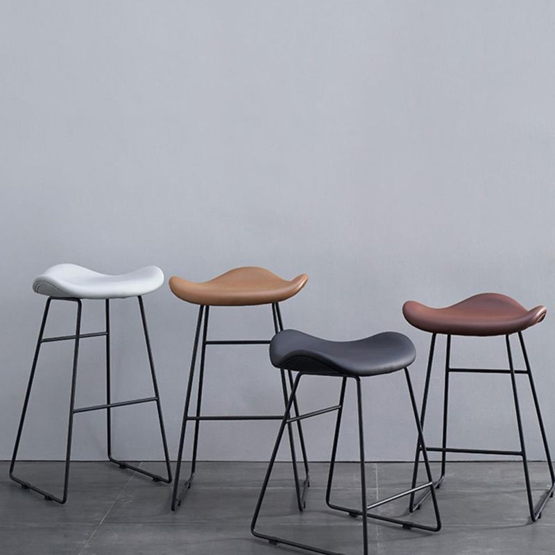 Armless Faux Leather Bar Stool Modern Counter Stool with Metal Counter Stool