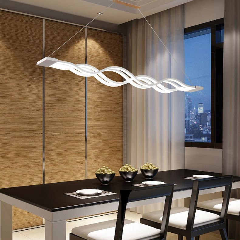 Waving Hanging Island Lights Ultra-Contemporary Acrylic Chandelier Lighting Fixtures for Restaurant