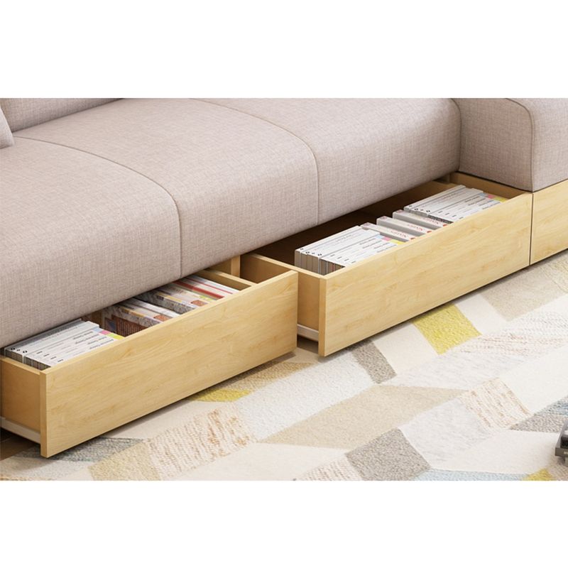 Farmhouse 82.68"L 3-Seat Tight Back Sectional One Arm Sofa Bed with Storage