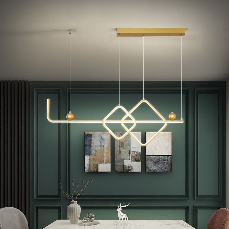 Metal Linear Island Pendant Modern Multiple-Light Island Lighting