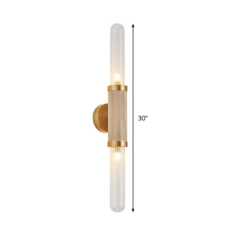 Contemporáneos de 2 cabezas Diconce Gold Tubular Wall Monte lámpara con sombra de vidrio acelerado