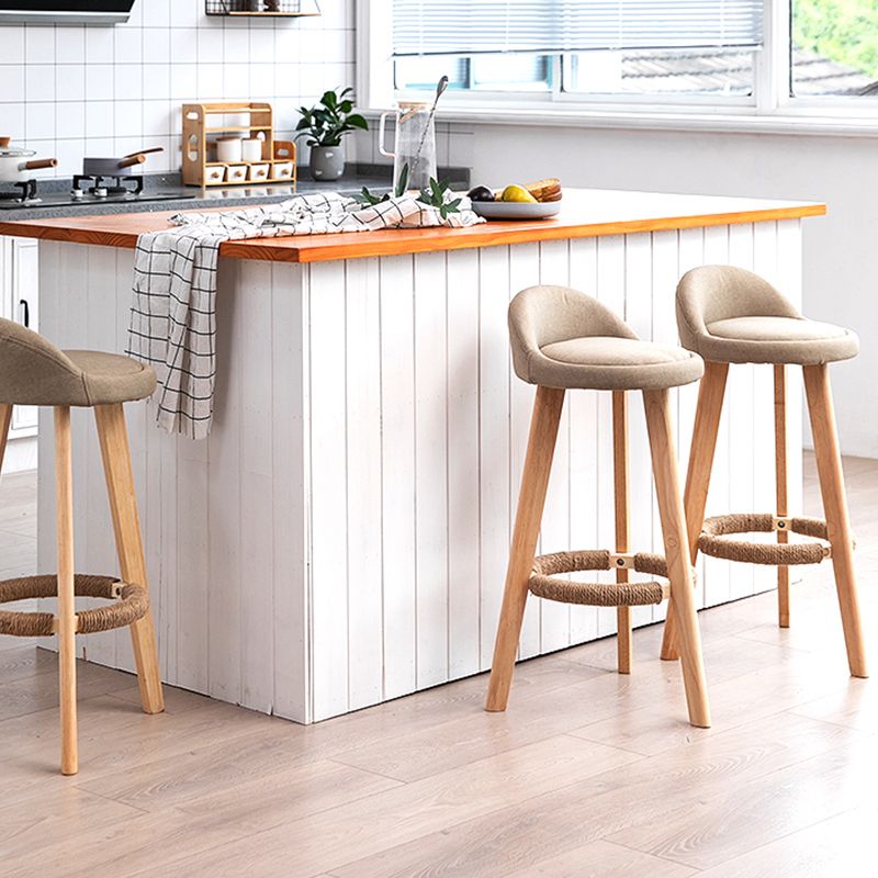 Scandinavian Milk Tea Shop Footrest Stool Matte Finish Upholstered Bar Stools