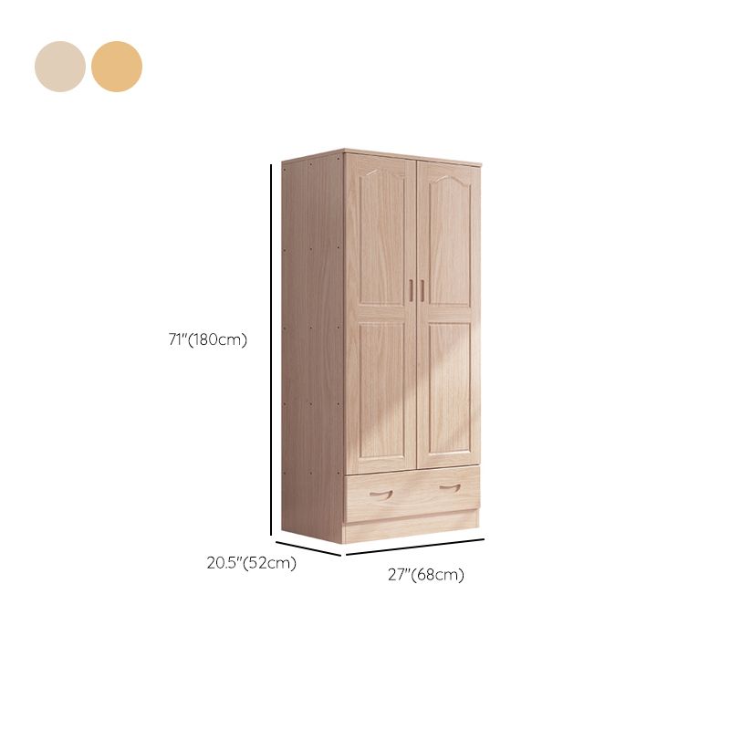 Modern Natural Solid Wood Wardrobe Freestanding Wardrobe with Self Close Drawers