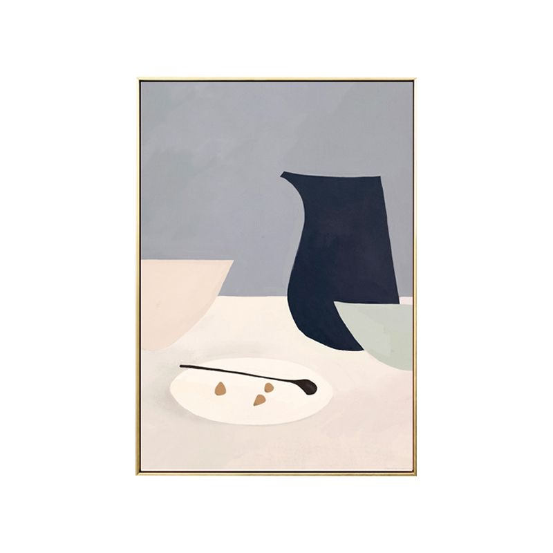 Textured Tableware Wall Decor Canvas Scandinavian Style Painting for Living Room