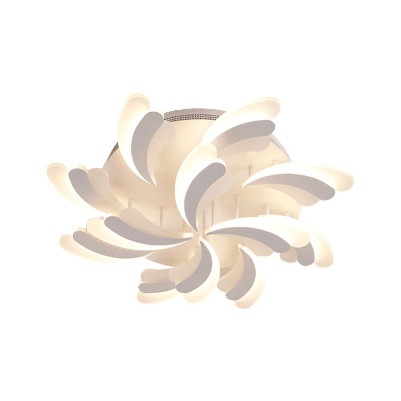 Lámpara de techo de ala moderna y elegante, lámpara acrílica de montaje semiempotrado para dormitorio de 9/12/15 luces en luz blanca/cálida