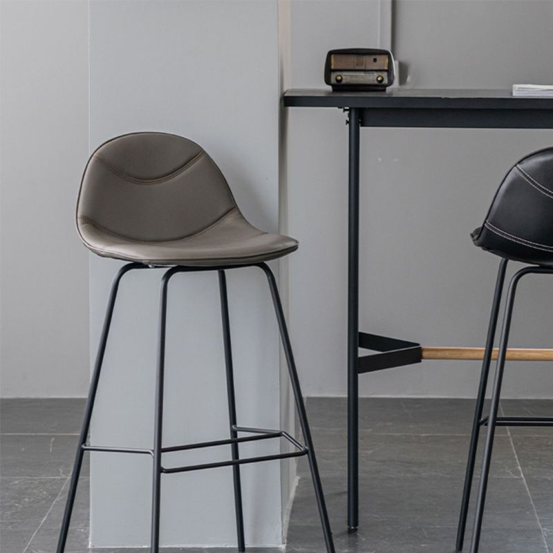 Scandinavian Style Metal Barstool Faux Leather Counter Stool with 4 Legs