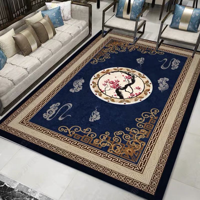 Veelkleurig Aziatisch binnentapijt, polyester inkttakprint, onderhoudsvriendelijk vloerkleed voor huisdecoratie