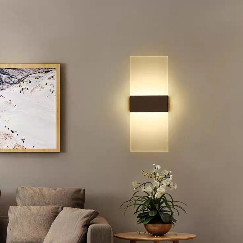 Rectangular Shape Wall Lamp Modern Style Acrylic 1-Light Wall Light for Living Room