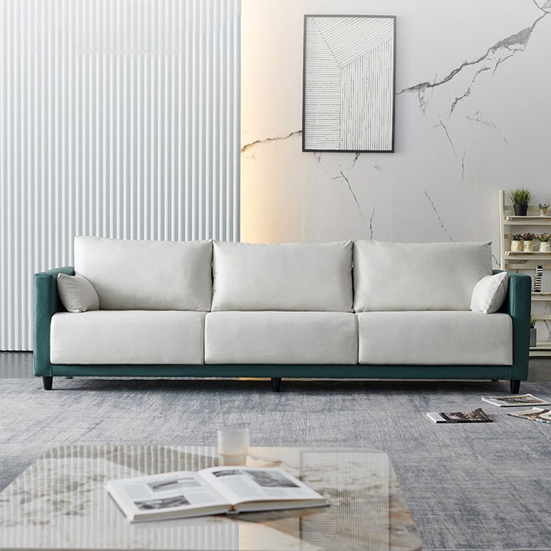 Mid-Century Modern Faux Leather Loose Back Seating Hair Pin Legs Sofa for Living Room