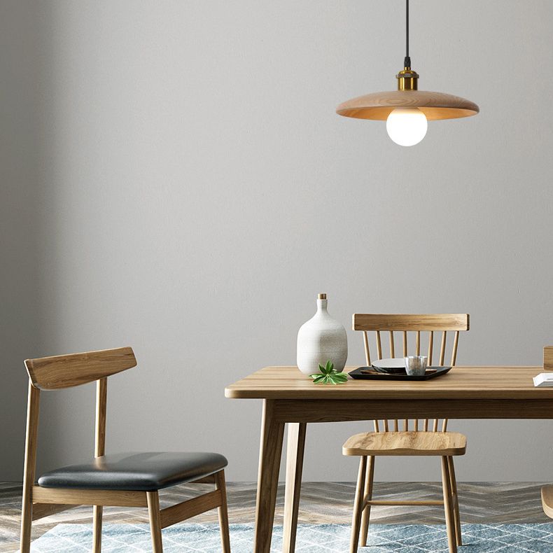 Sala da pranzo a forma di piattino in legno in legno di illuminazione 1 lampadina minimalista sospesa
