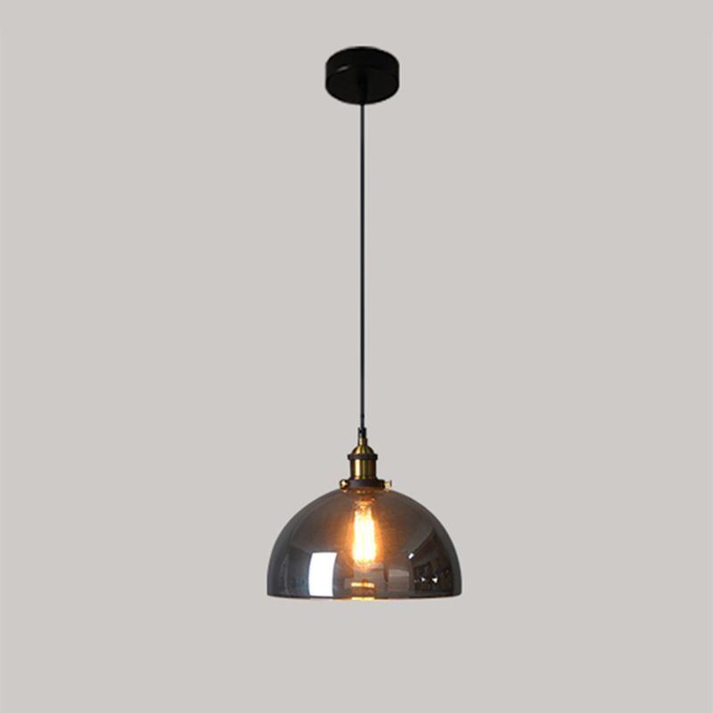 1 Light Pendant Light Vintage Industrial Minimalist Glass Shade Dining Room Hanging Lamp