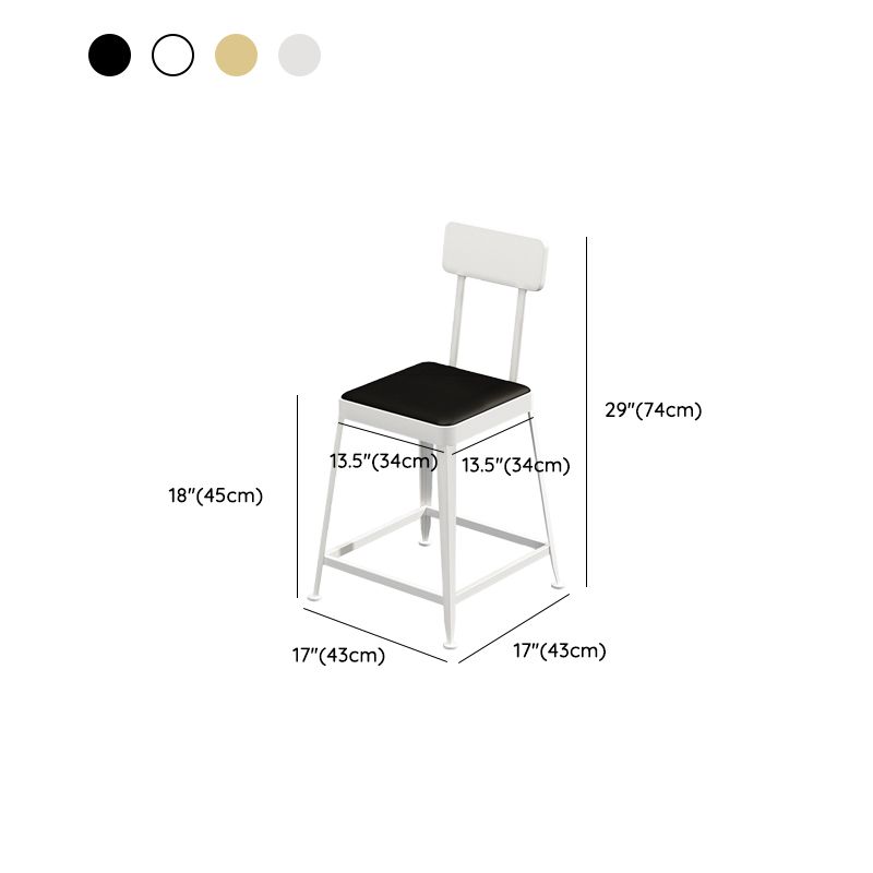 Faux Leather Dining Stools Square Bar Stools with Metal Base
