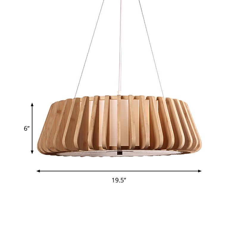 19.5"/23.5" Wide Tapered Suspension Lighting Traditional Wood 1 Bulb Nickel Hanging Ceiling Light
