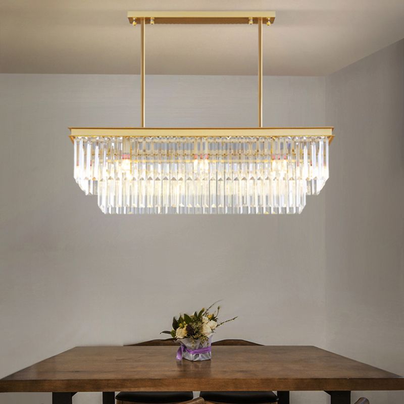 Modern Island Lighting 6-Light Crystal Hanging Light for Dining Table