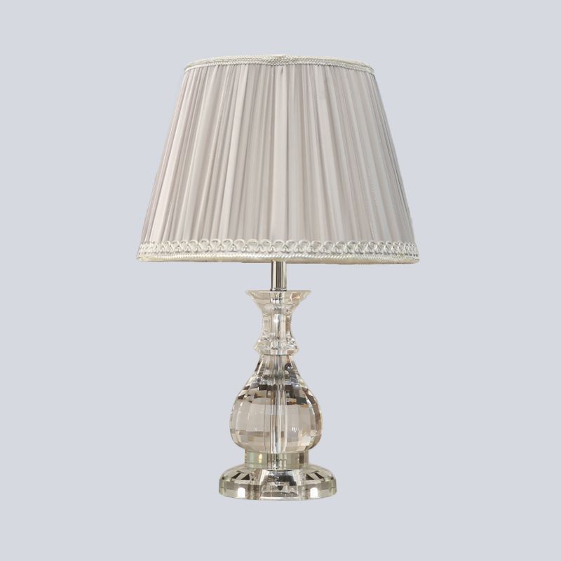 Clear Crystal Gourd Table Lamp Modern 1 Bulb Desk Light in Grey with Faux-Braided Detailing