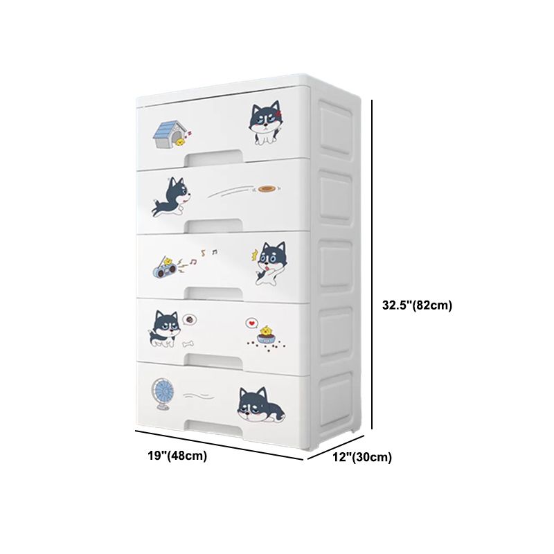 Contemporary Wardrobe White Color Plastic Wardrobe Closet with Drawers