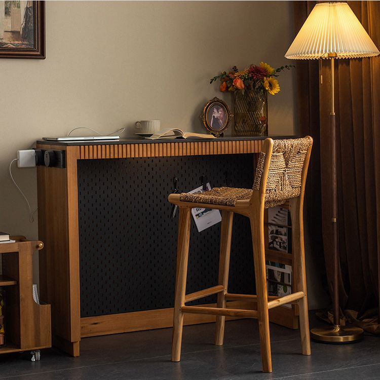 Solid Wood Counter Bar Stool Armless Counter Height Stools with Footrest