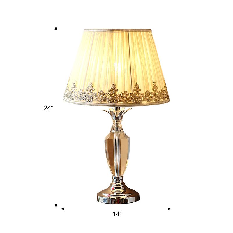 Minimalistische Empire Schatten Nachtbeleuchtung K9 Kristall 1 Bulb Wohnzimmertischlampe in Weiß, 21,5 "/24" lang