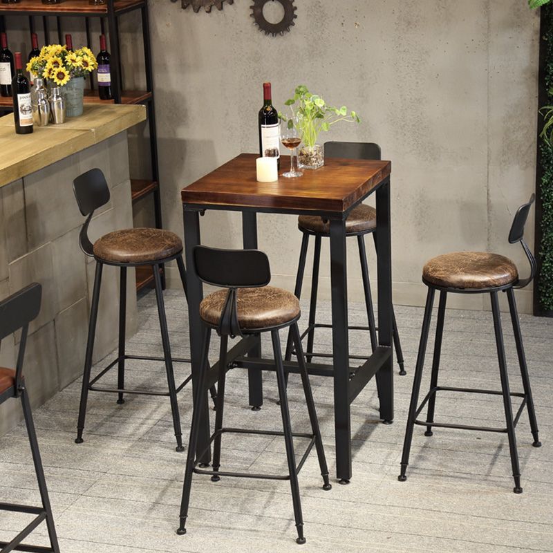 Brown Solid Wood Bar Table Industrial Dining Table for Kitchen Living Room