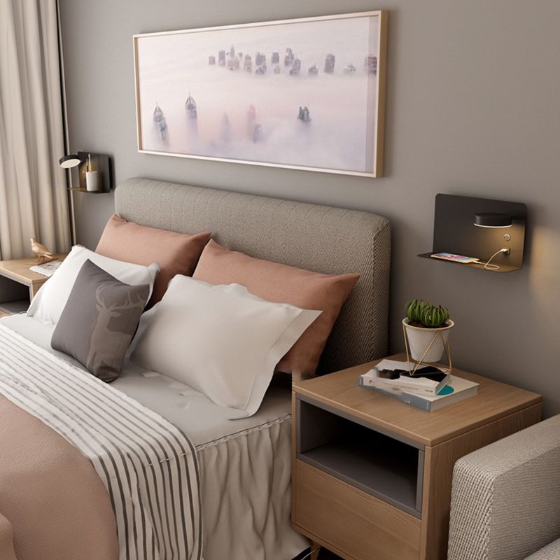 Bedside Reading Wall Light Rotatable Nordic LED Sconce with Shelf and USB Charging Port