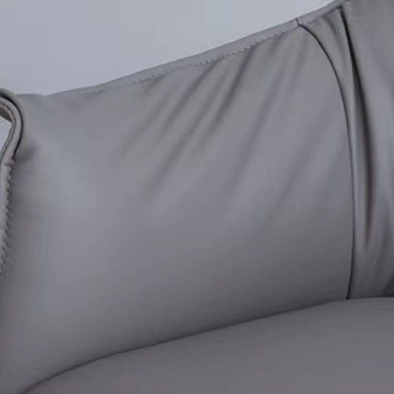 Solid Color Genuine Leather Arms Included with Black Legs Round Arms Barrel Chair
