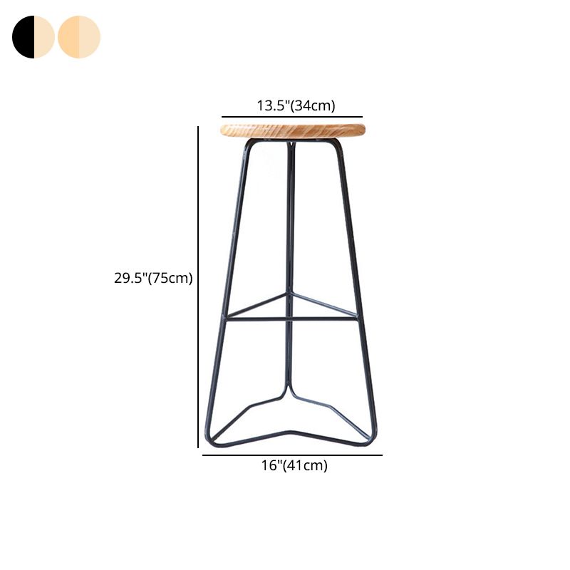 Contemporary Bar and Counter Stool Backless Stool with Metal Base