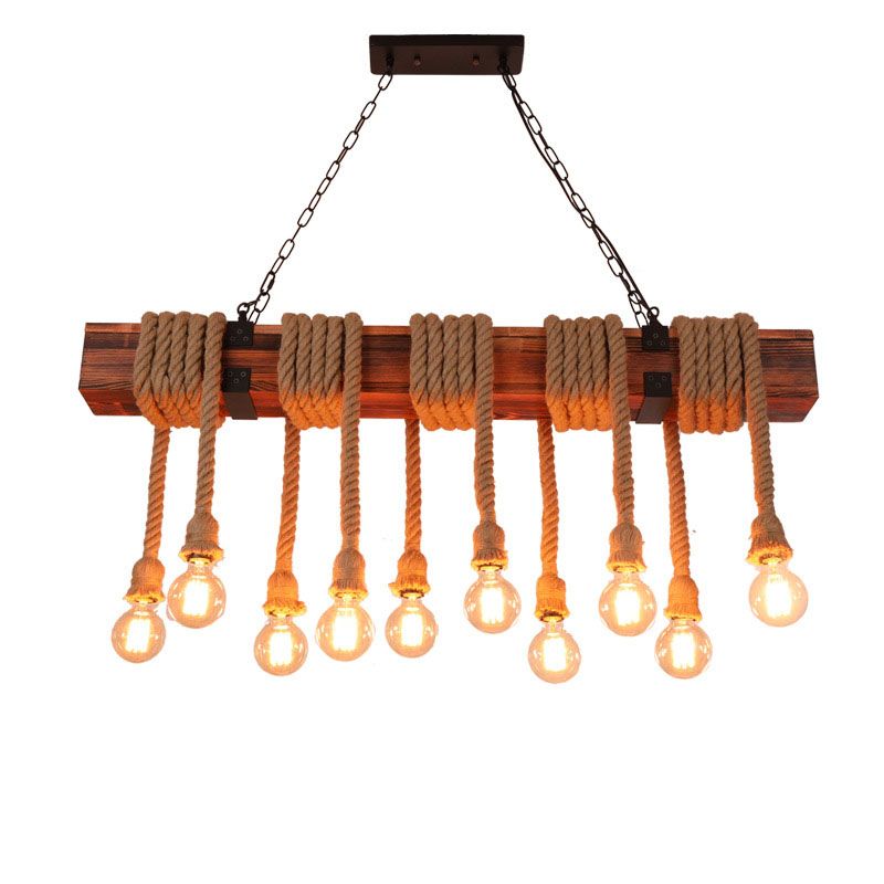 Vintage Hemp Rope Pendant Light American Industrial Style Retro Hanging Lamp