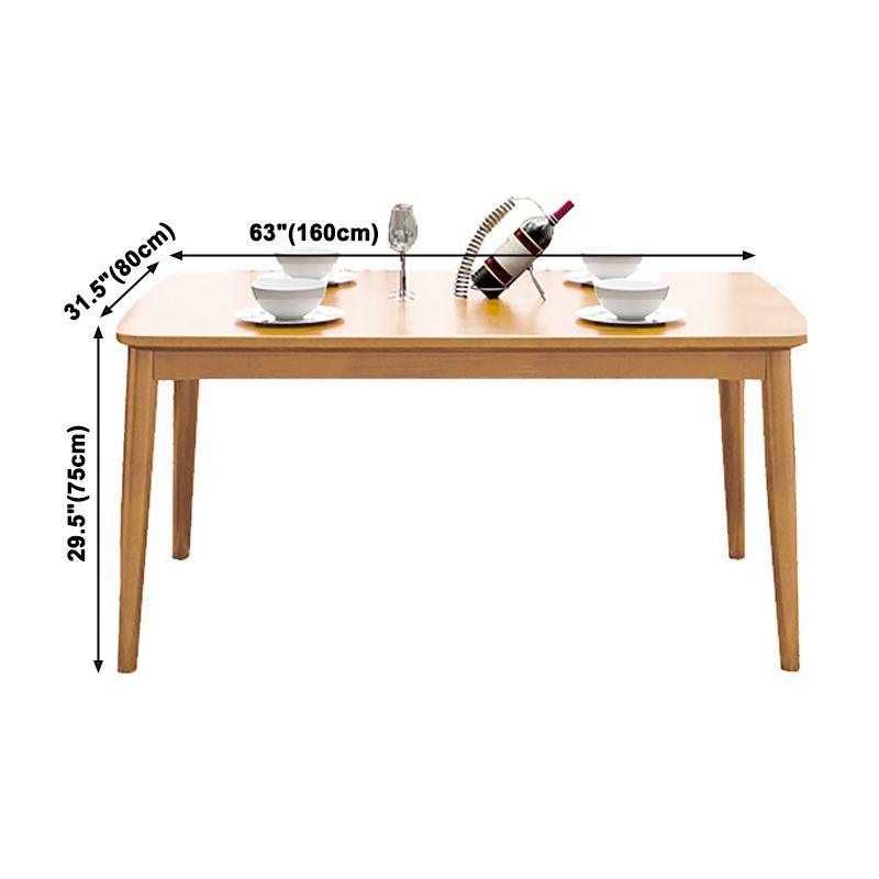 Glam Solid Wood Kitchen Dining Table Rectangle Shape Standard Dining Table with 4 Legs Base