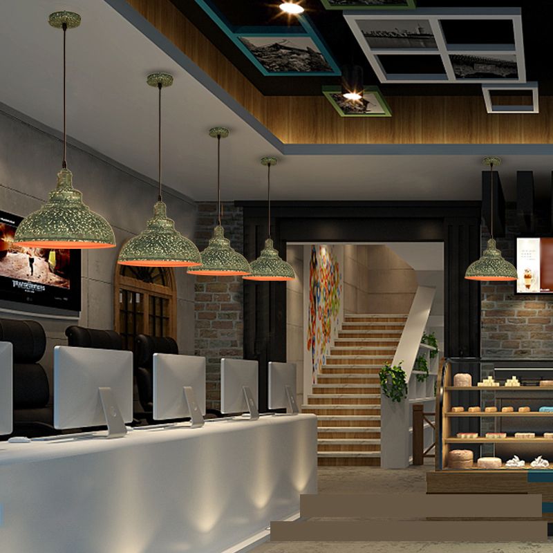 11.8" Wide Dome Hanging Lamp Vintage Industry Style Metal Pendant Light for Bedroom Living Room