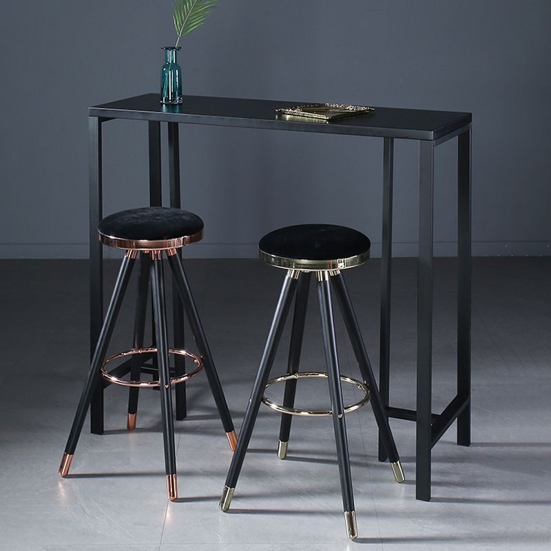 Contemporary Indoor Rectangle Trestle Bar Dining Table with Metal Legs