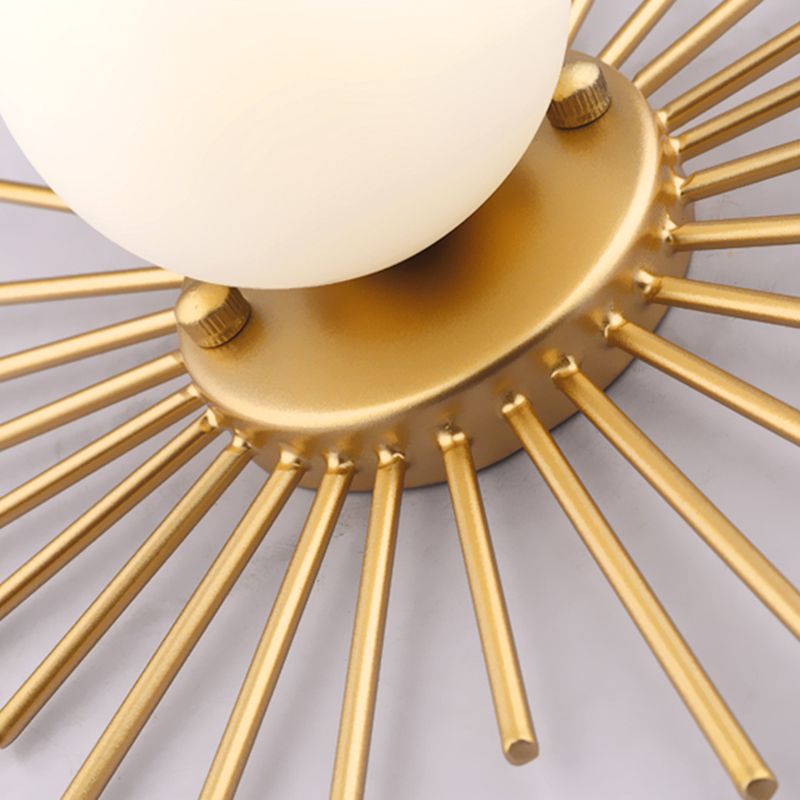 Lampada da soffitto Globe per balcone, con montaggio a soffitto, in vetro, semplice, in oro