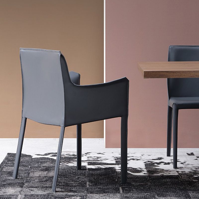 Contemporary Faux Leather Dining Chair Upholstered Dining Arm Chair