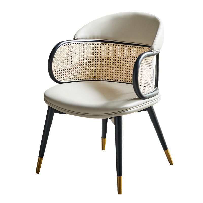 Glam Style Upholstered Solid Wood Base Home Dining Arm Chair