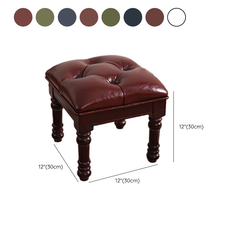 Mid-Century Modern Ottoman Faux Leather Tufted Upholstered Square Ottoman