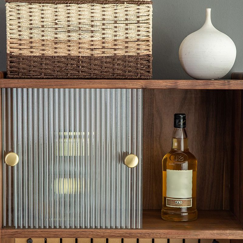 Sliding Glass Door Sideboard Cabinet Pine Solid Wood Server Credenza