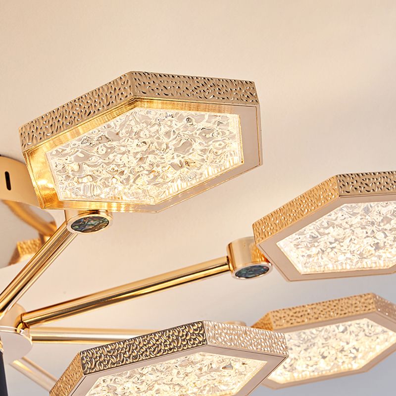 Hexagon Ceiling Light Fixtures Modern Multi-Head Semi Flush Mount Lamp for Living Room