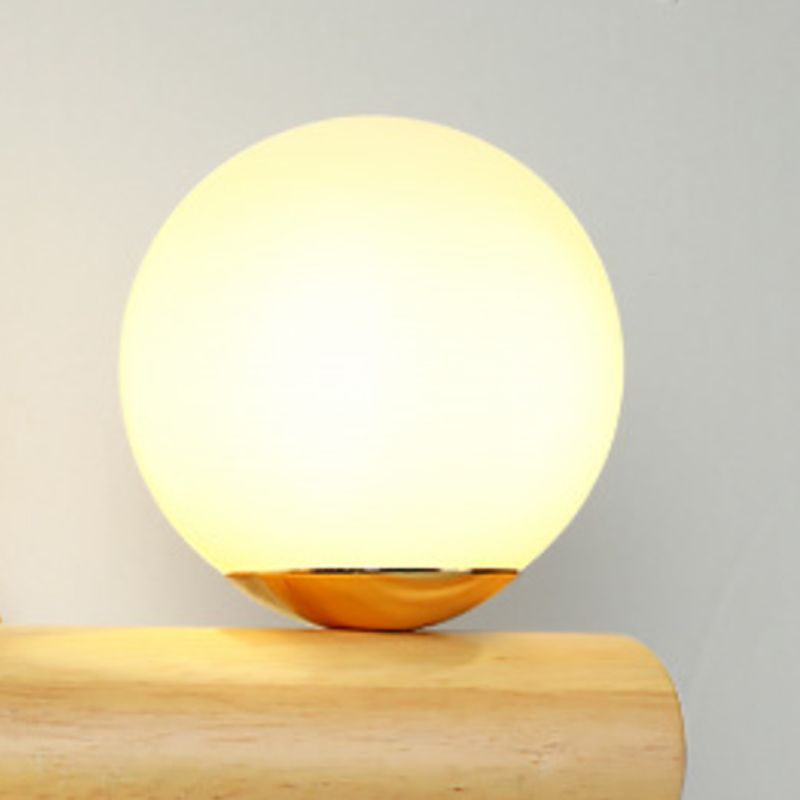 Rotatable Wood Flush Mount Lighting Contemporary Globe Wall Light for Bedroom