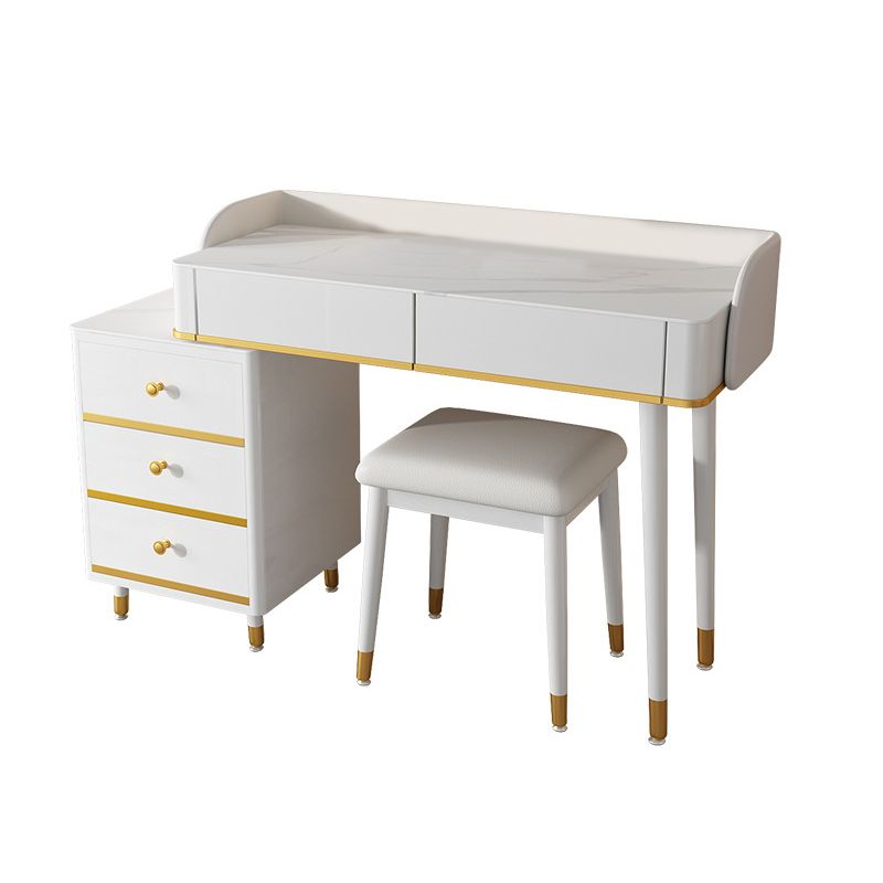 Contemporary White Makeup Vanity Desk Slate top Vanity Dressing Table