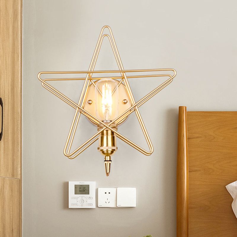 Modernist Wall Sconce Star-Shade Sconce Light with Metal for Bedroom