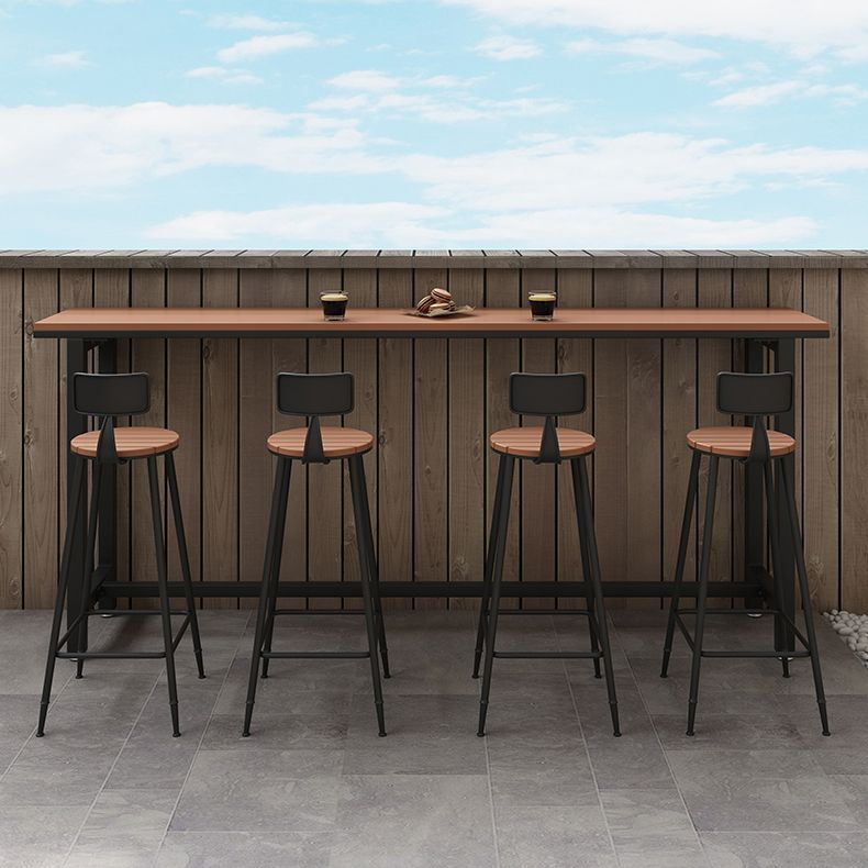 Industrial Metal Counter-height Stool Footrest Low Back Outdoor Counter Bar Stool in Black