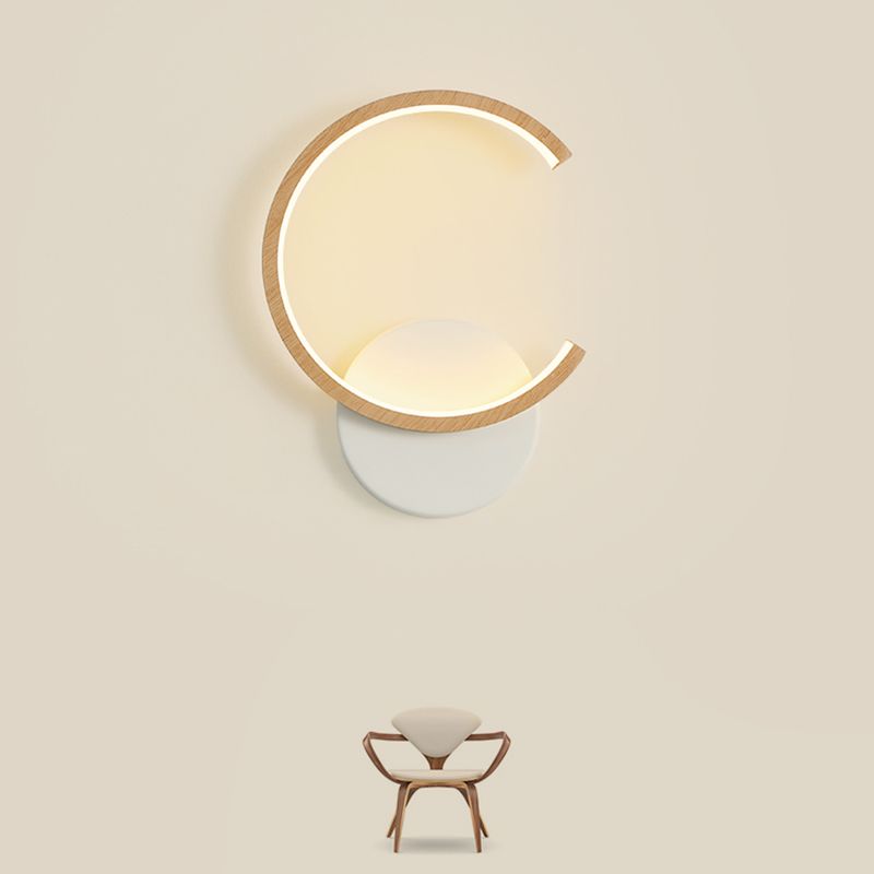 Modern Simple Wall Light Circle Shape Wood Grain Wall Lamp for Living Room