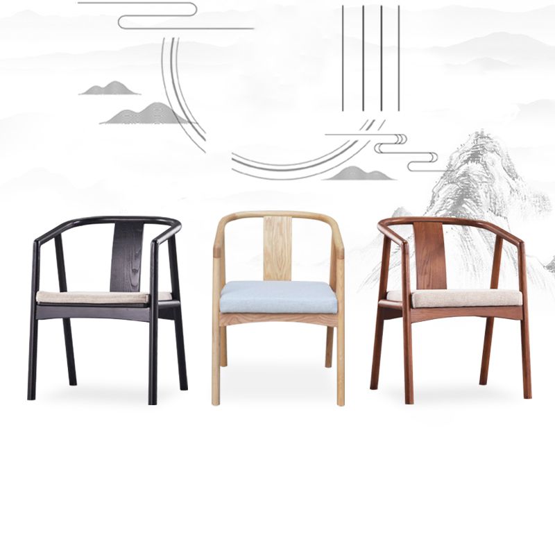 Silla de comedor de madera para el hogar tradicional, silla lateral de comedor con respaldo abierto y brazo